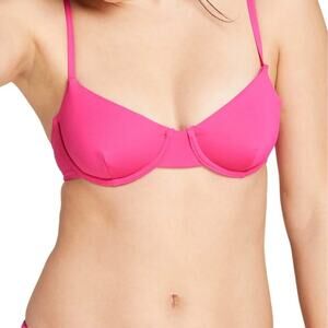 ANDIE SWIM The Bermuda Scoop Bikini Top Womens Small Fuchsia Hot Pink Wired NWT